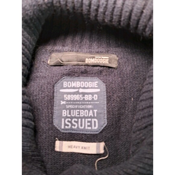 Bomboogie One Size Button Fasten Poncho Cardigan Sweater Part Angora Navy Blue - Picture 3 of 12
